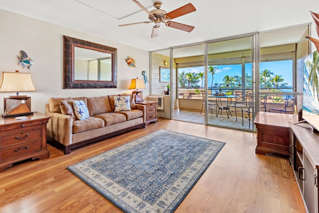 living room in our Maui vacation condos